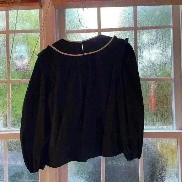AUREM Black Blouse Women Medium Flowy NWOT, purchased at boutique, ruffles - Picture 8 of 9
